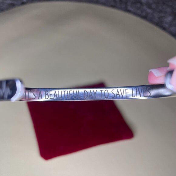 Silver Tone Bracelet with Heartbeat ECG & Quote - Picture 4 of 4